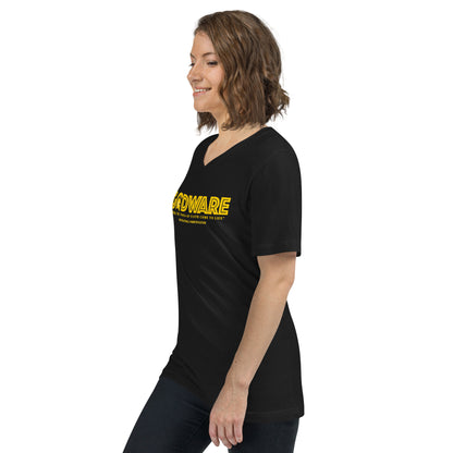 Godware Logo Unisex Short Sleeved V-Neck T-Shirt- Yellow print