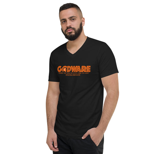 Godware Logo Unisex Short Sleeved V-Neck T-Shirt - Orange Melon