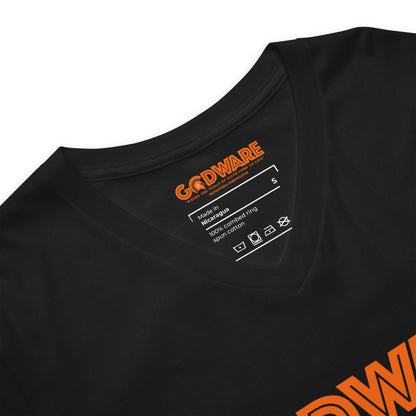 Godware Logo Unisex Short Sleeved V-Neck T-Shirt - Orange Melon