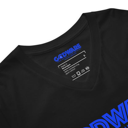 Godware Logo Unisex Short Sleeved V-Neck T-Shirt - Royal Blue print