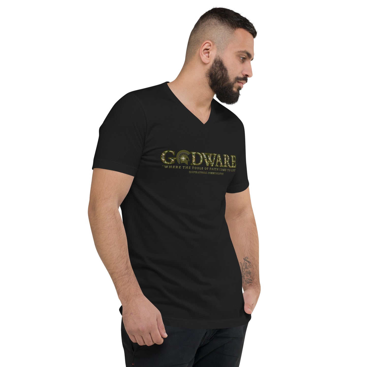 Godware Logo Unisex Short Sleeved V-Neck T-Shirt - Camo print