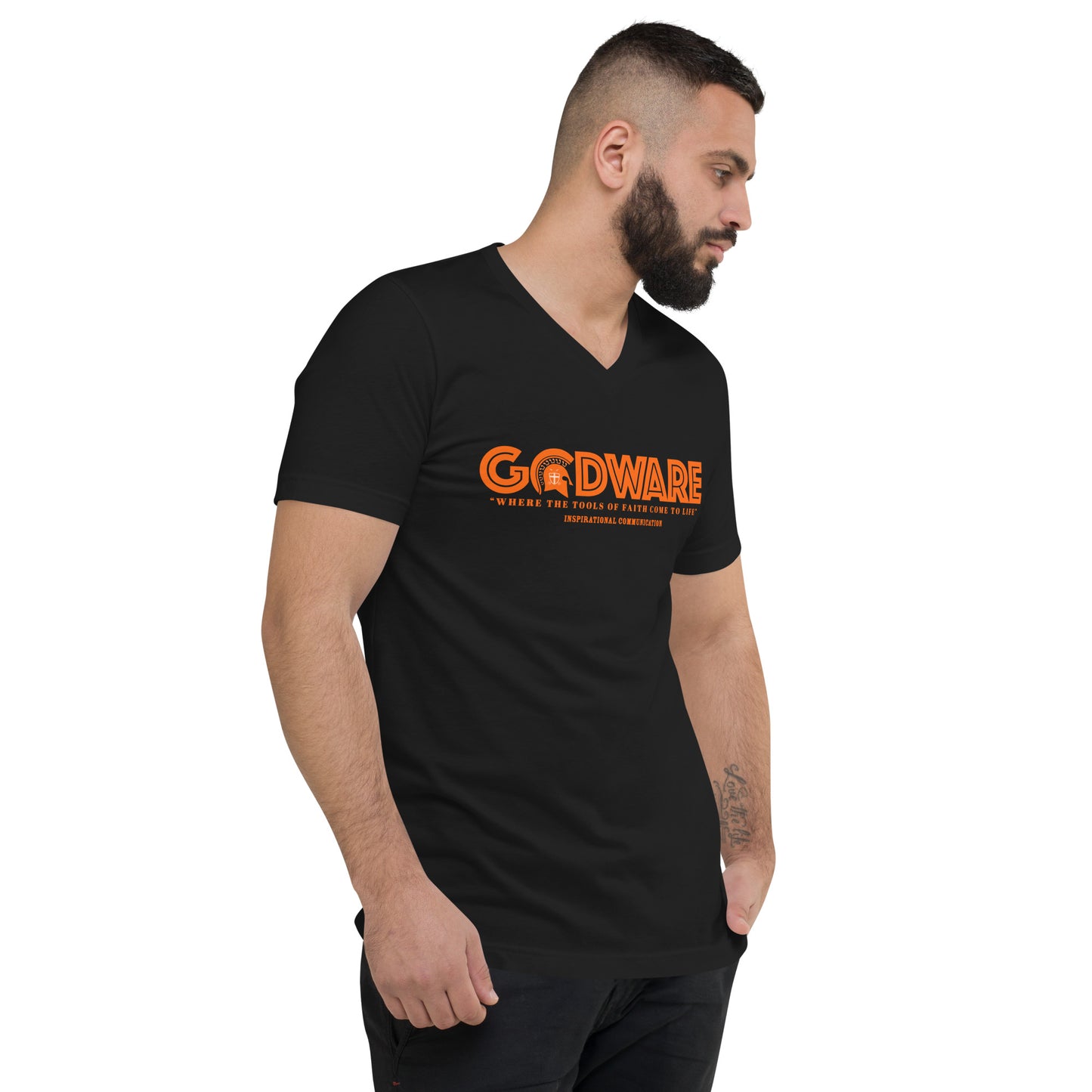 Godware Logo Unisex Short Sleeved V-Neck T-Shirt - Orange Melon