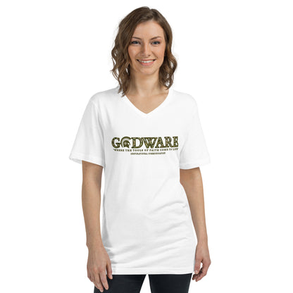 Godware Logo Unisex Short Sleeved V-Neck T-Shirt - Camo print