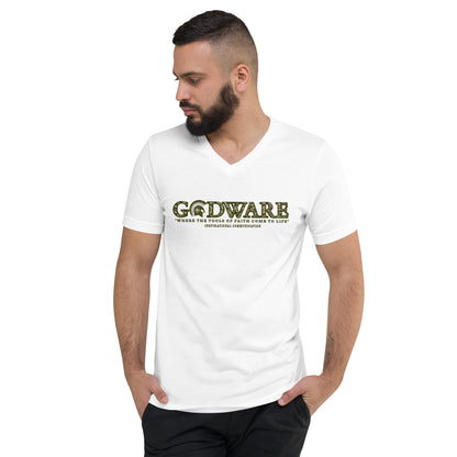 Godware Logo Unisex Short Sleeved V-Neck T-Shirt - Camo print