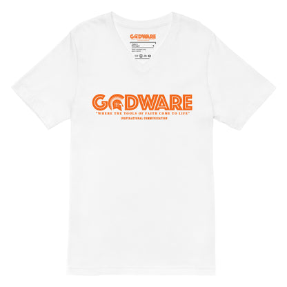 Godware Logo Unisex Short Sleeved V-Neck T-Shirt - Orange Melon