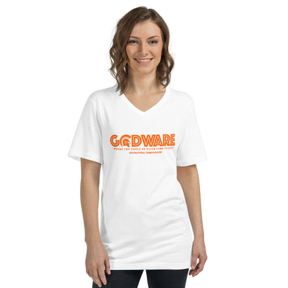 Godware Logo Unisex Short Sleeved V-Neck T-Shirt - Orange Melon