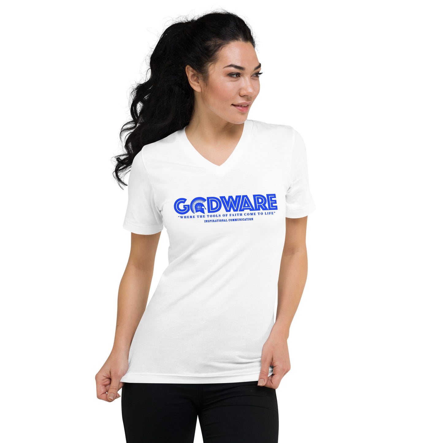 Godware Logo Unisex Short Sleeved V-Neck T-Shirt - Royal Blue print