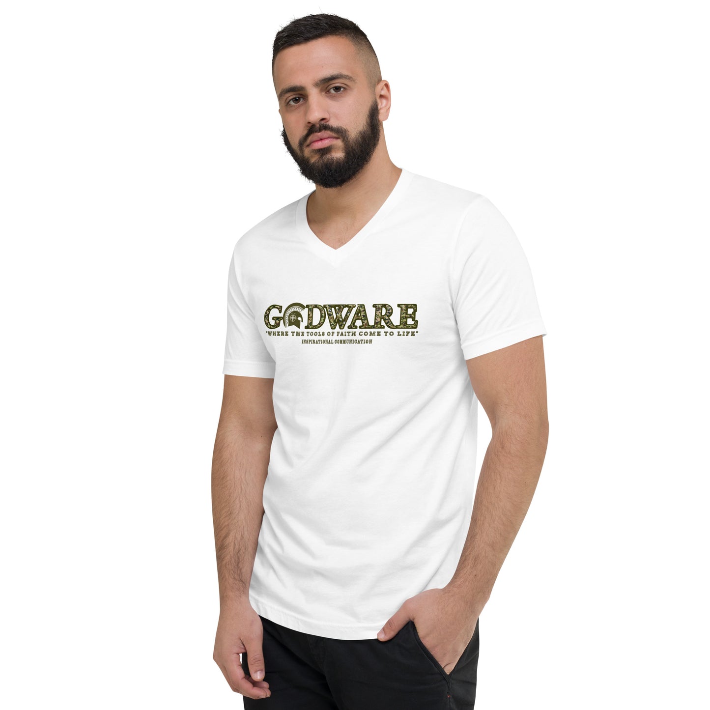 Godware Logo Unisex Short Sleeved V-Neck T-Shirt - Camo print