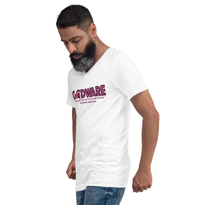 Godware Logo Unisex Short Sleeved V-Neck T-Shirt - Wine print