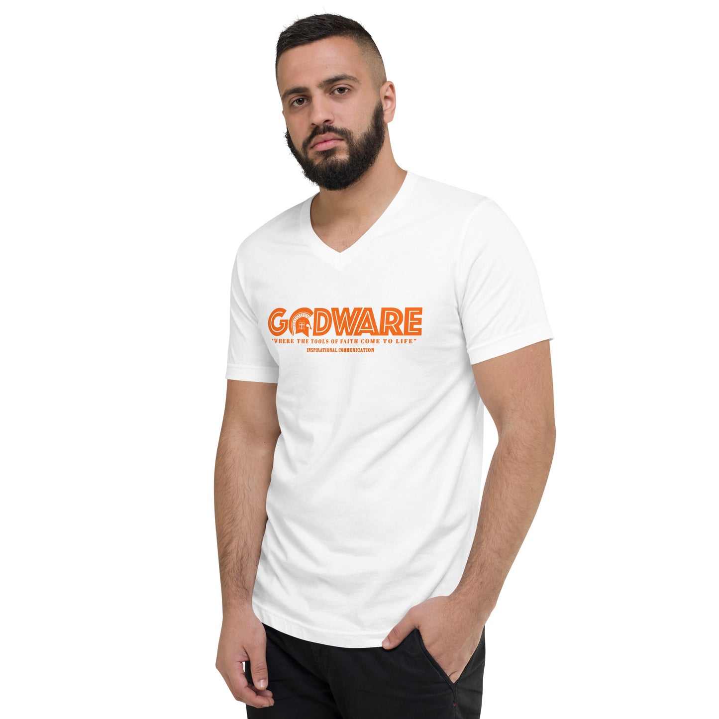 Godware Logo Unisex Short Sleeved V-Neck T-Shirt - Orange Melon