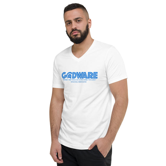 Godware Logo Unisex Short Sleeved V-Neck T-Shirt - Detroit Blue