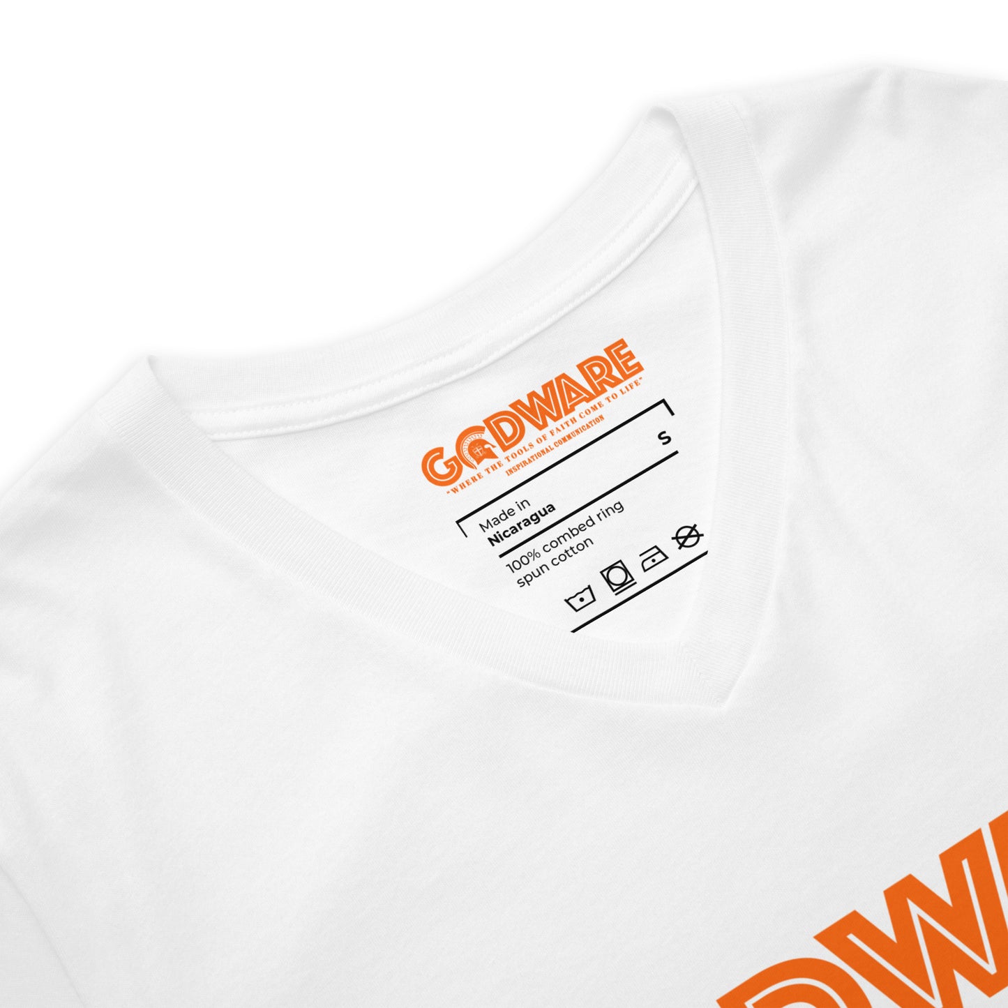 Godware Logo Unisex Short Sleeved V-Neck T-Shirt - Orange Melon