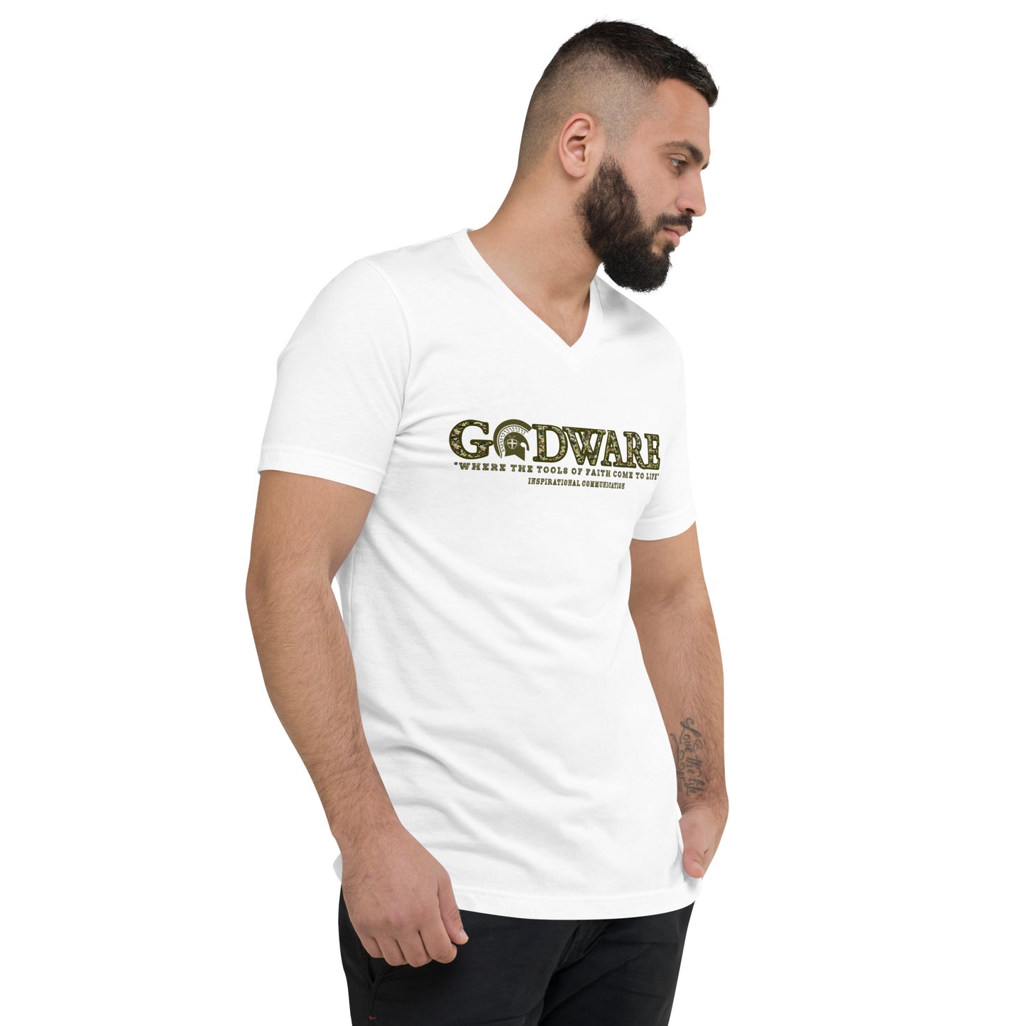 Godware Logo Unisex Short Sleeved V-Neck T-Shirt - Camo print