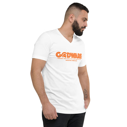 Godware Logo Unisex Short Sleeved V-Neck T-Shirt - Orange Melon