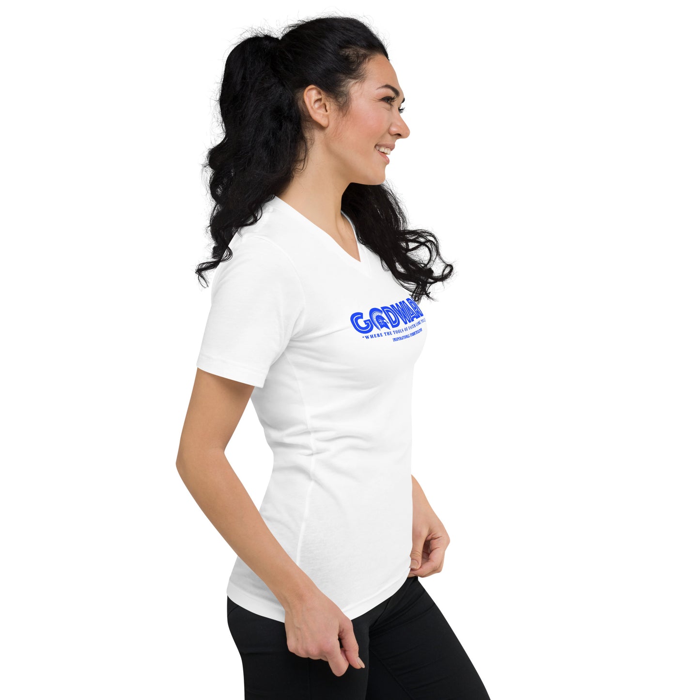 Godware Logo Unisex Short Sleeved V-Neck T-Shirt - Royal Blue print