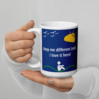 Keep me Different Royal/White glossy mug