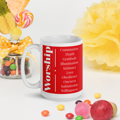 Worship Series Red/White glossy mug