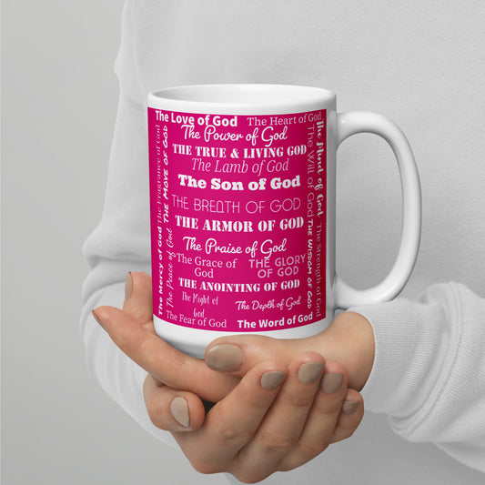 Attributes of God Hot Pink/White Inspirational mug