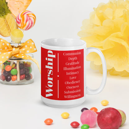 Worship Series Red/White glossy mug