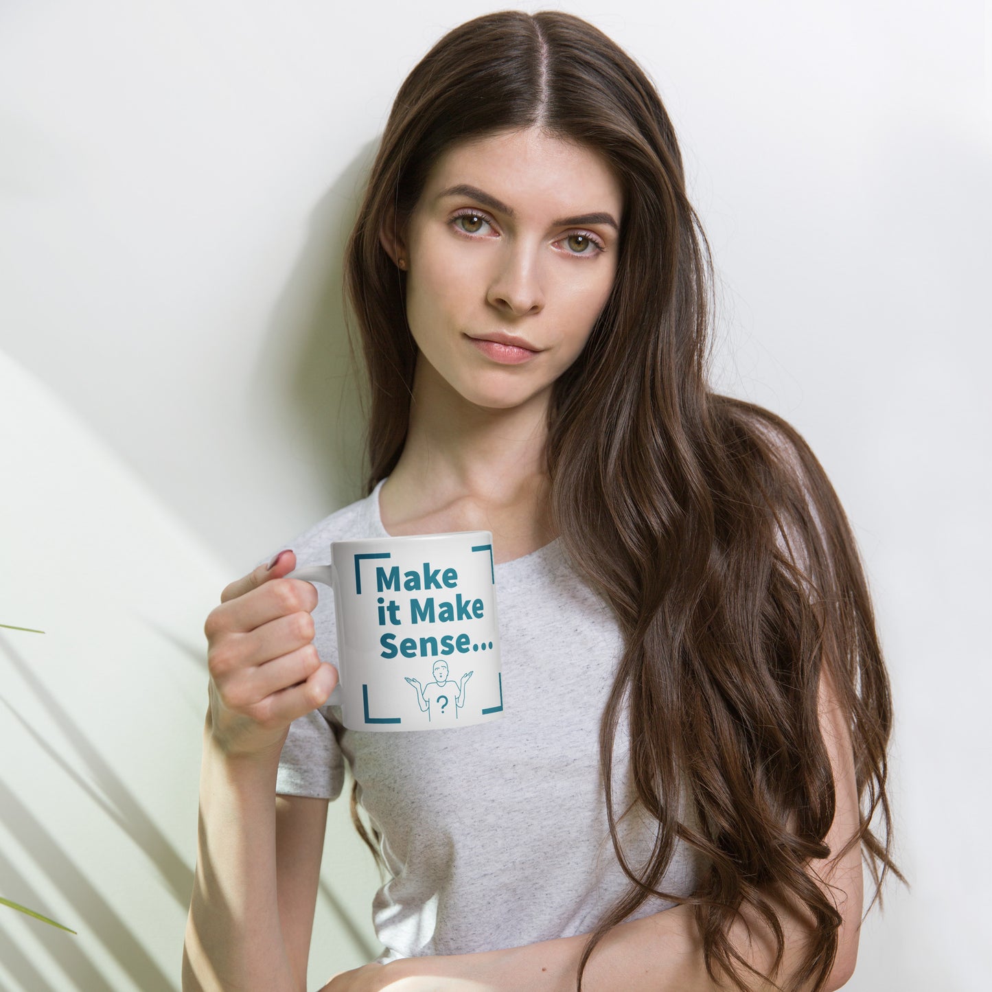 Make it Make Sense White/teal glossy mug