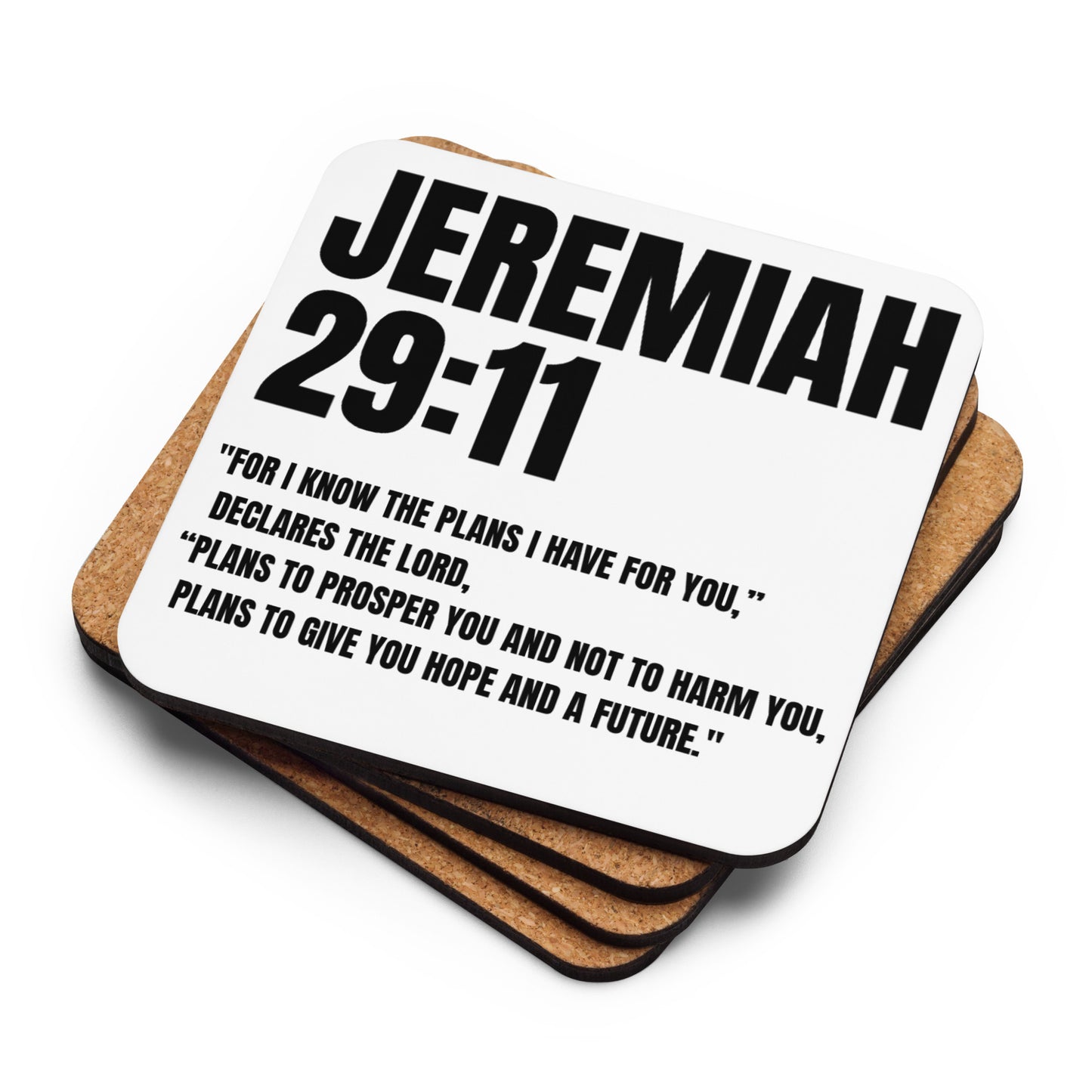 Jeremiah 29:11 Coaster - Faith-Based Cork-Back Coaster | GodWare