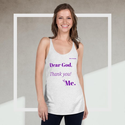 Dear God Women's Racerback Tank - Purple Print