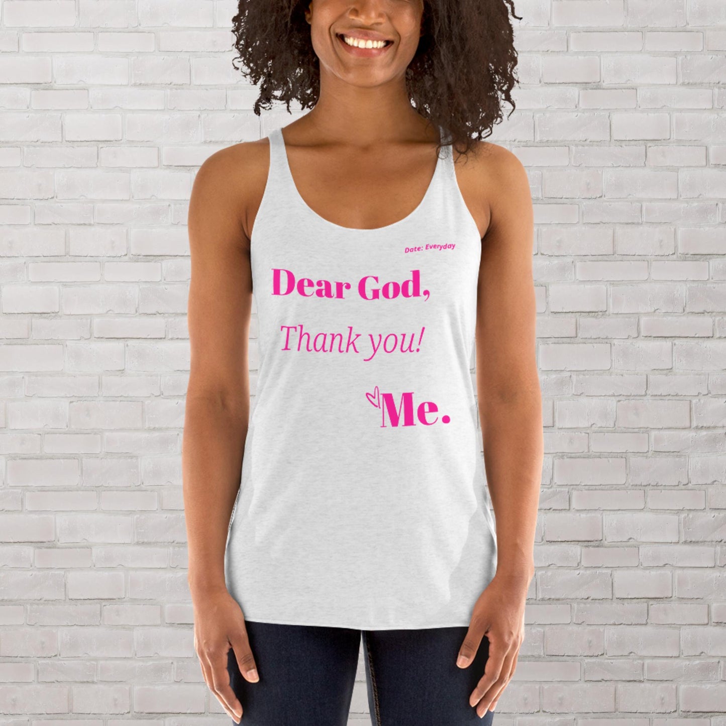 Dear God Women's Racerback Tank - Pink Print