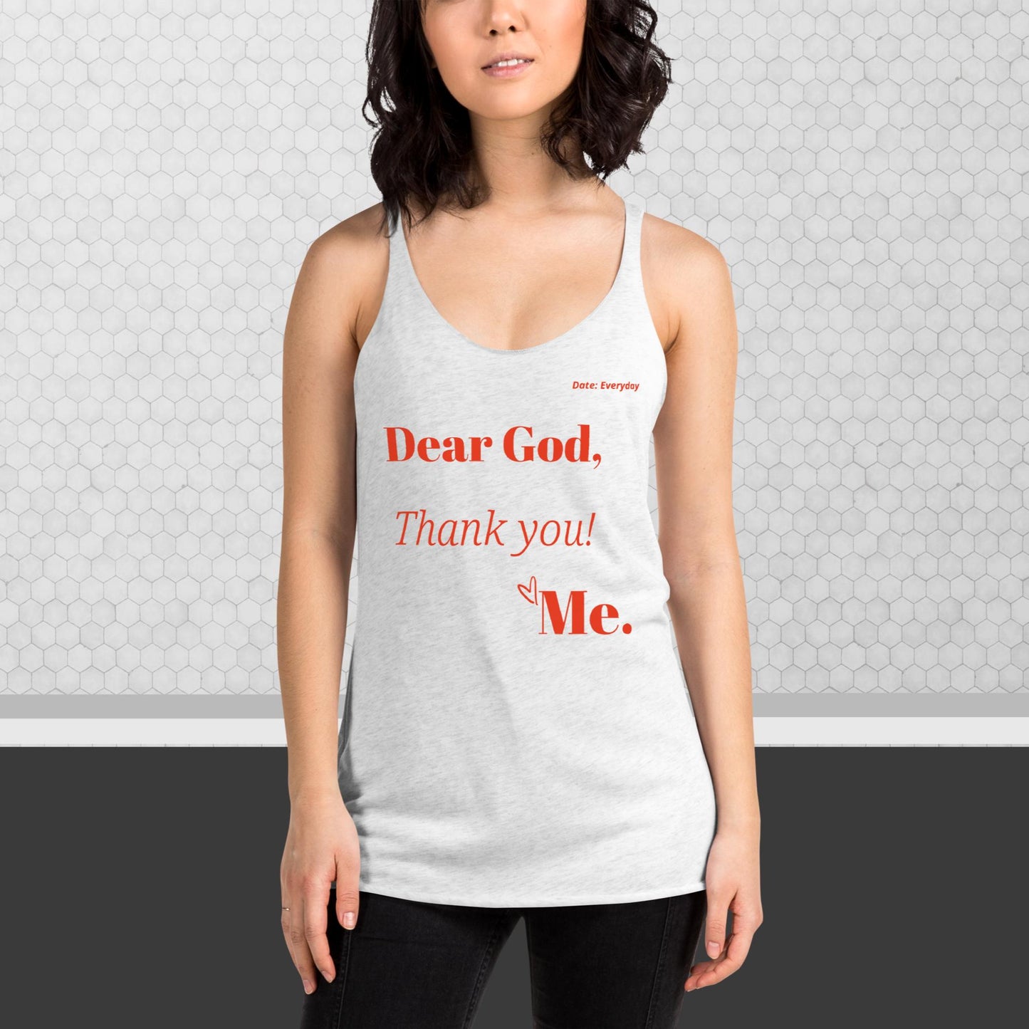 Dear God Women's Racerback Tank - Red Print