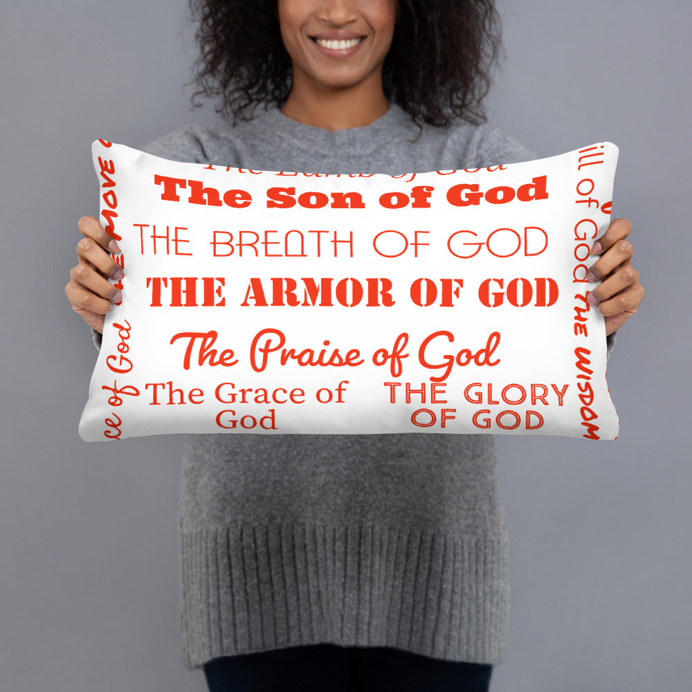 Attributes of God Inspirational Throw Pillow - Red/White