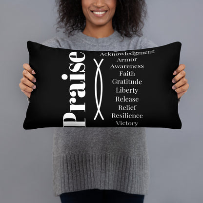Praise collection inspirational throw pillow - Black/White