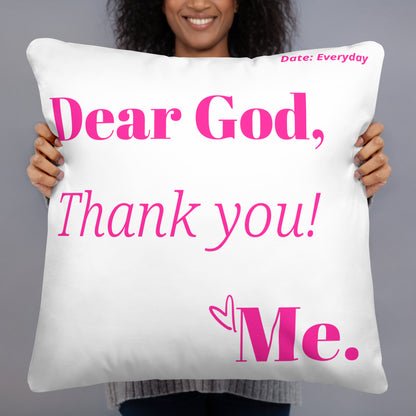 Dear God Inspirational Throw Pillow - White/Hot Pink