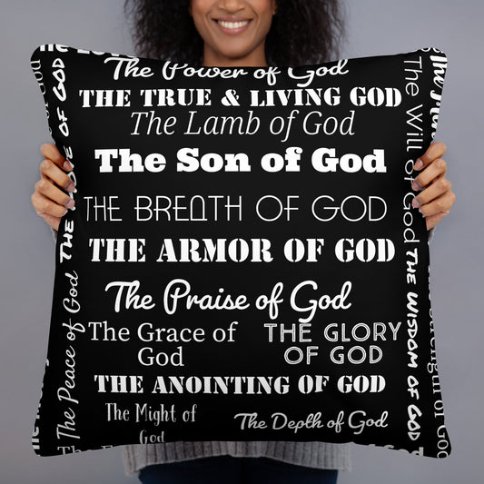 Attributes of God Inspirational Throw Pillow - Black/White