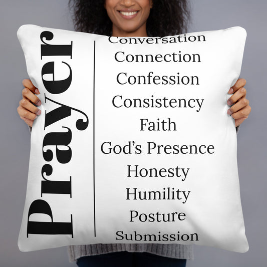 Prayer collection inspirational throw pillow - White/Black