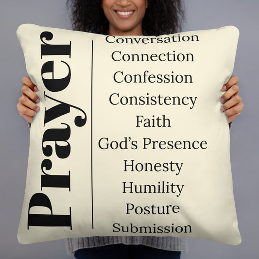 Prayer collection inspirational throw pillow - Cream/Blk