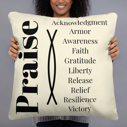 Praise collection inspirational throw pillow - Cream/Black