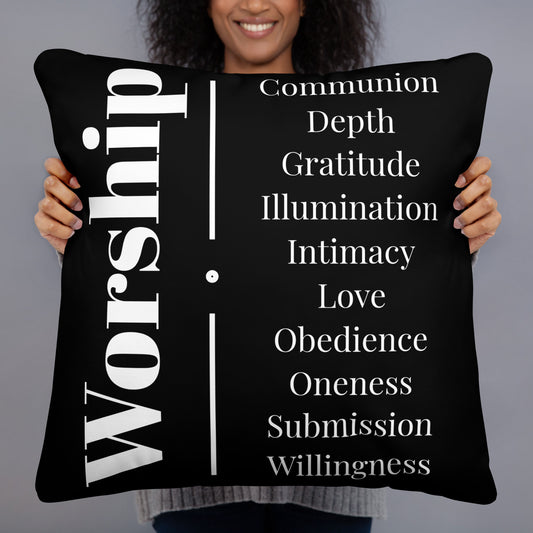 Worship collection inspirational throw pillow - Black