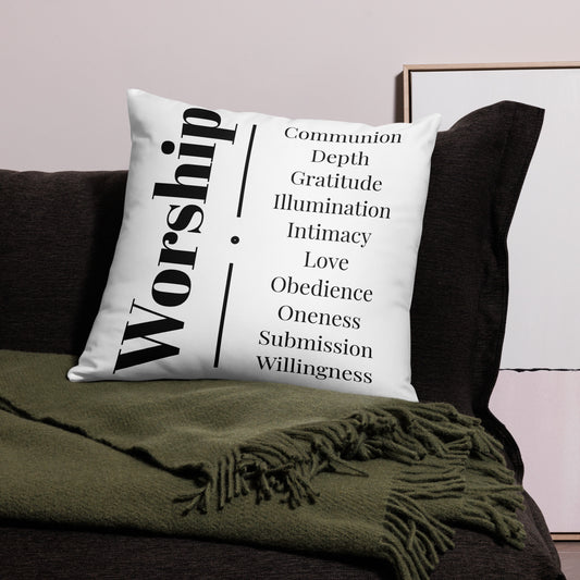 Worship collection inspirational throw pillow - White/black