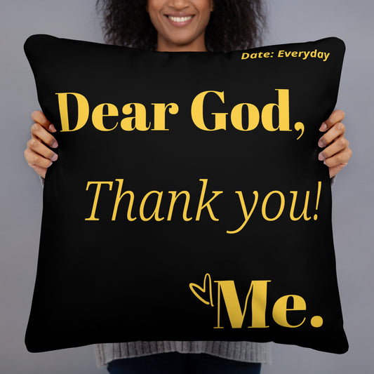 Dear God Inspirational Throw Pillow - Black/Gold