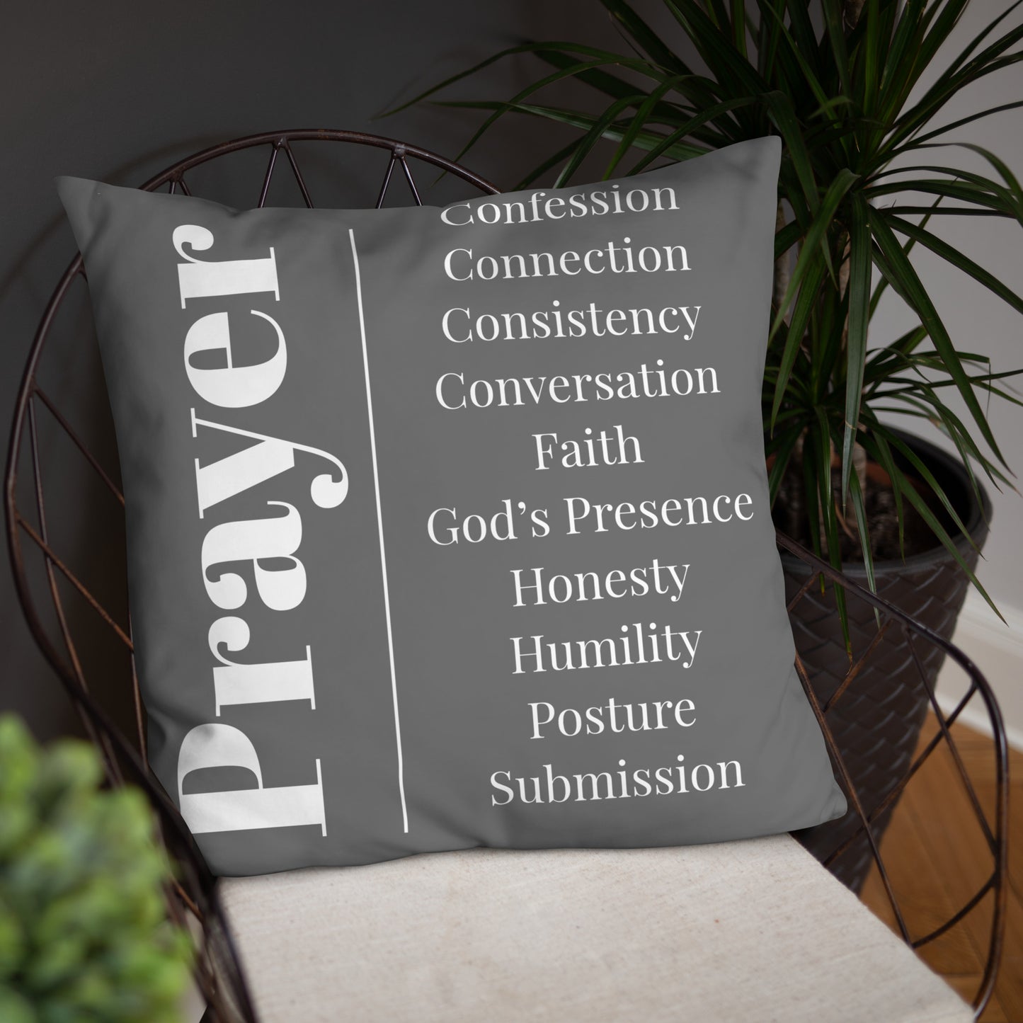 Prayer collection inspirational throw pillow - Grey/White