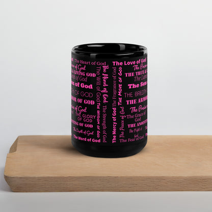 Attributes of God 15 oz Ceramic Mug - Hot Pink/Black