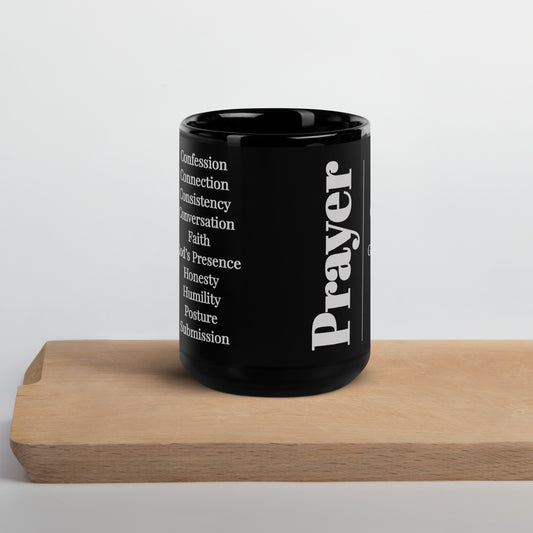 Mug - Prayer glossy ceramic  - Grey/Black