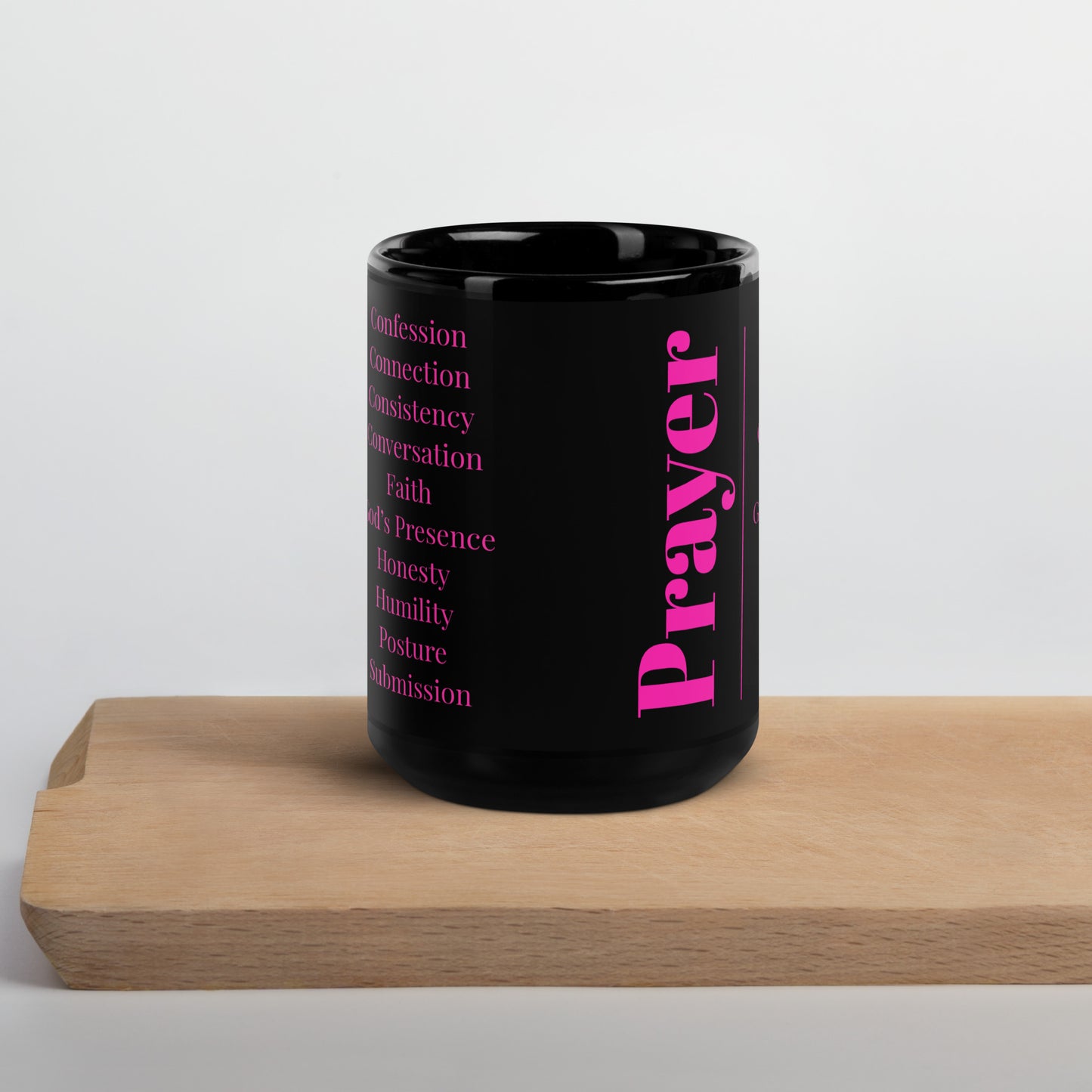 Prayer glossy ceramic mug  - Pink/Black