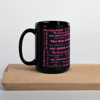 Attributes of God 15 oz Ceramic Mug - Hot Pink/Black