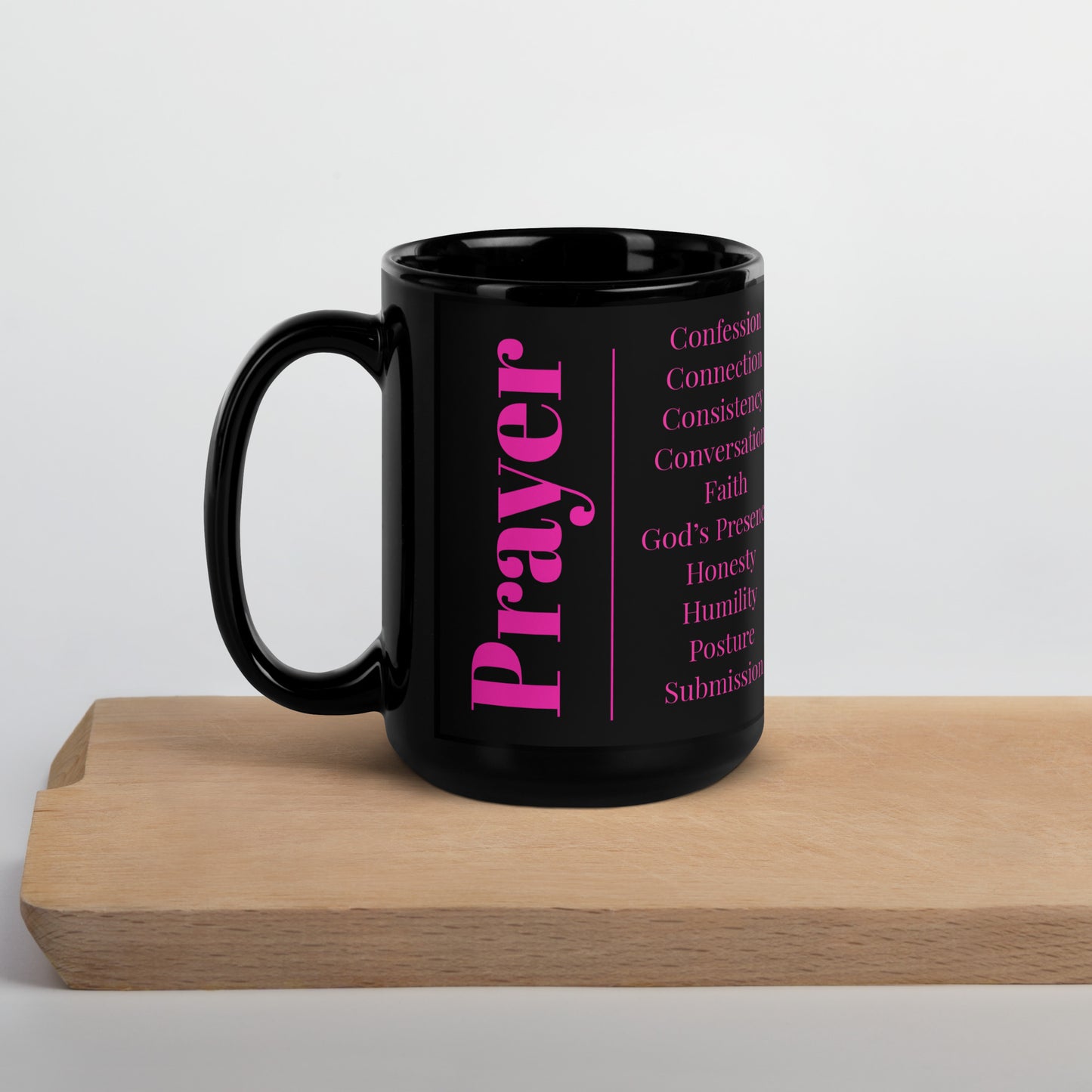 Prayer glossy ceramic mug  - Pink/Black