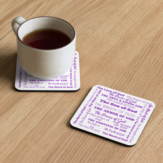 Attributes of God cork back coaster - Purple/White