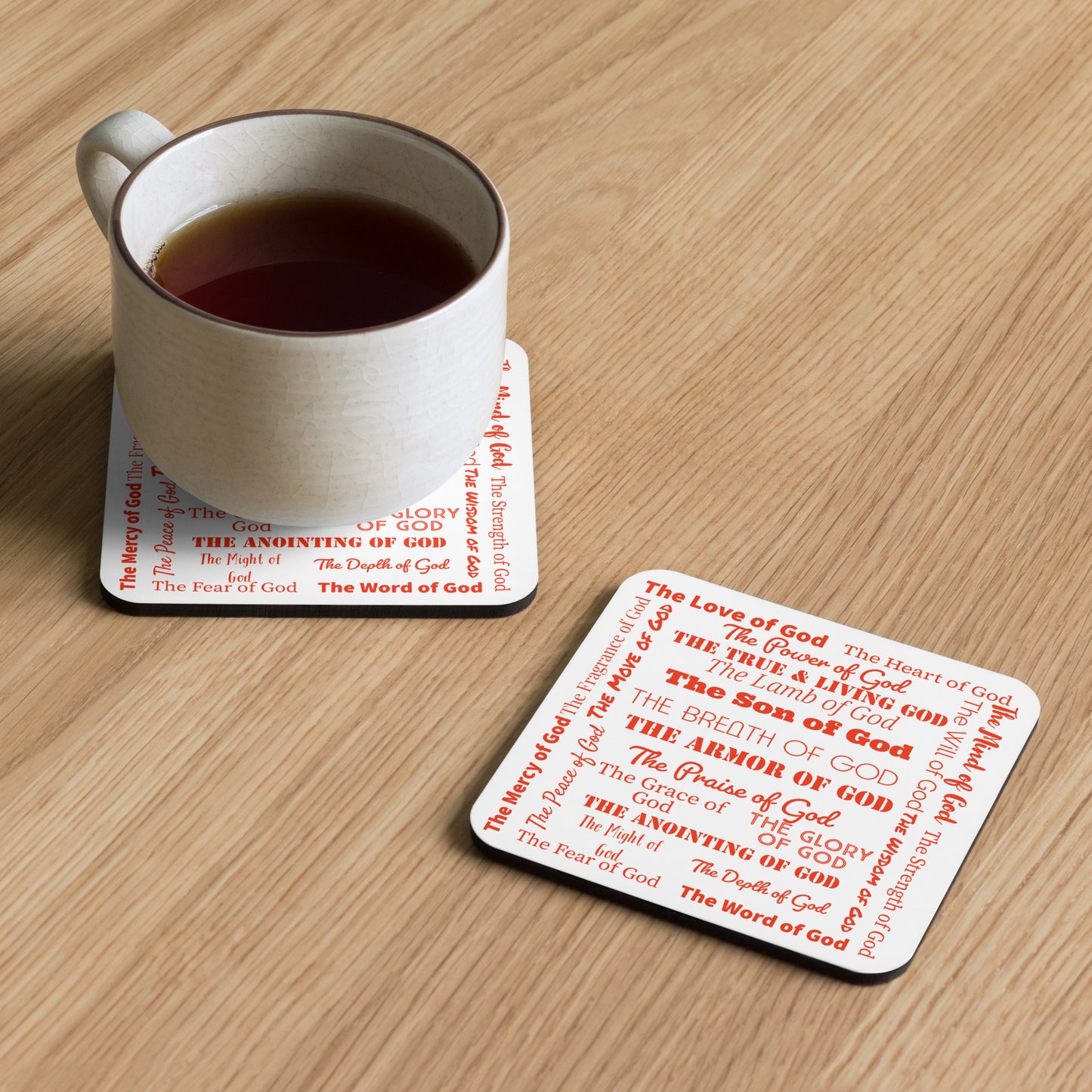 Attributes of God cork back coaster - Red/White