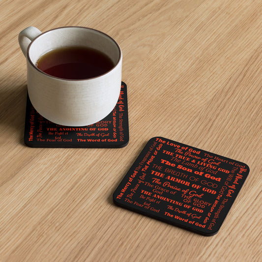 Attributes of God cork back coaster - Red/Black