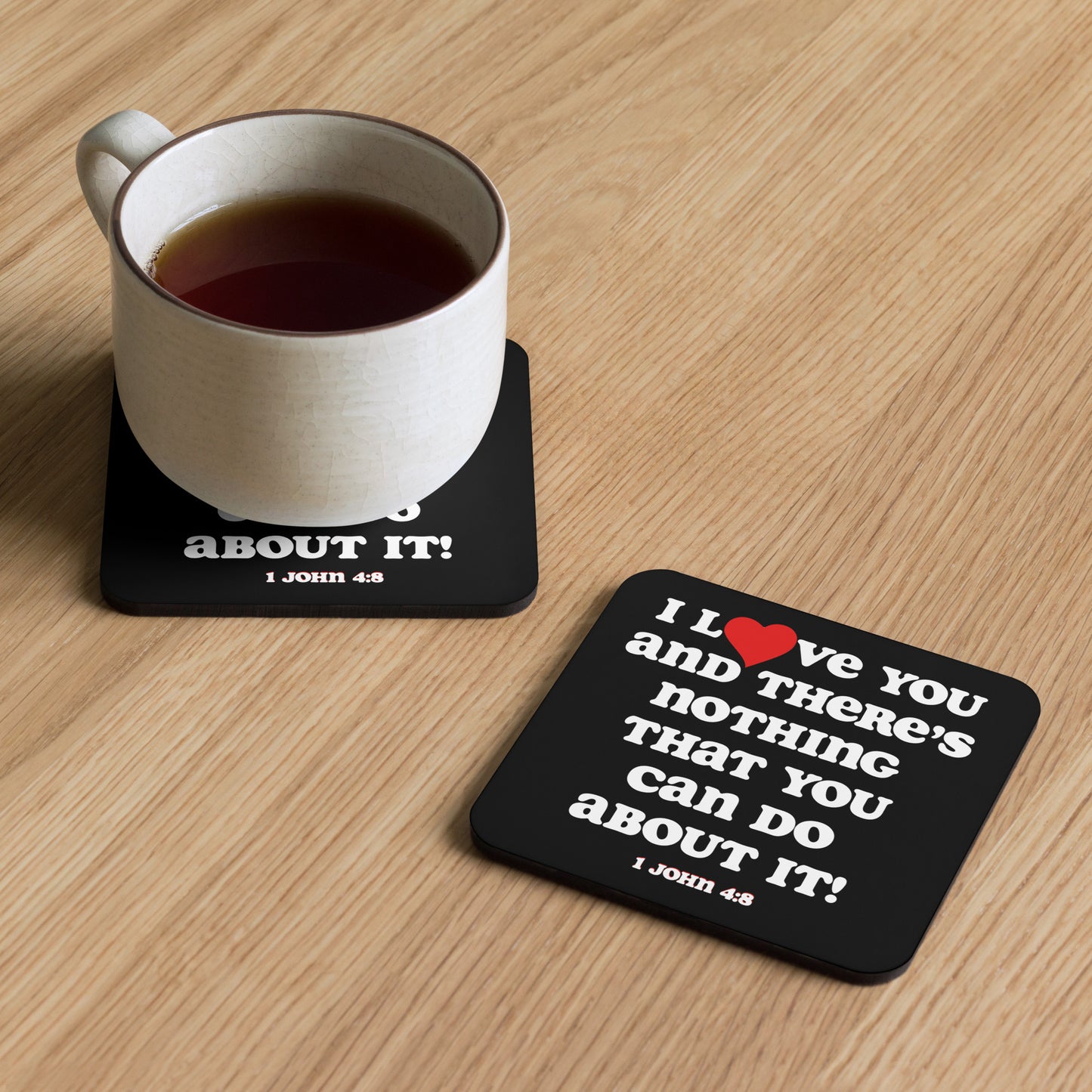 I love you cork back coaster - Black