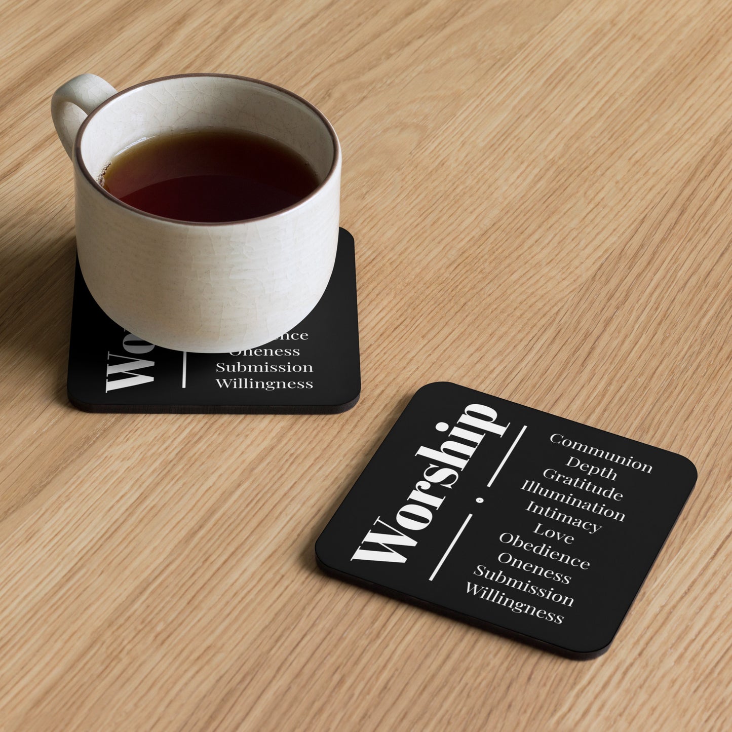 Worship cork back coaster - Black