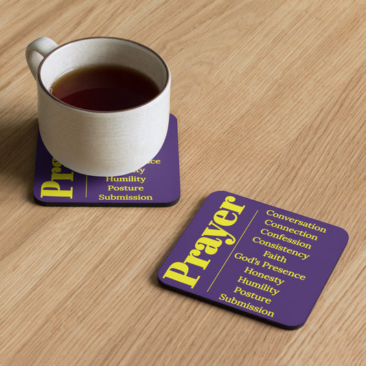 Prayer cork back coaster - Purple/Gold